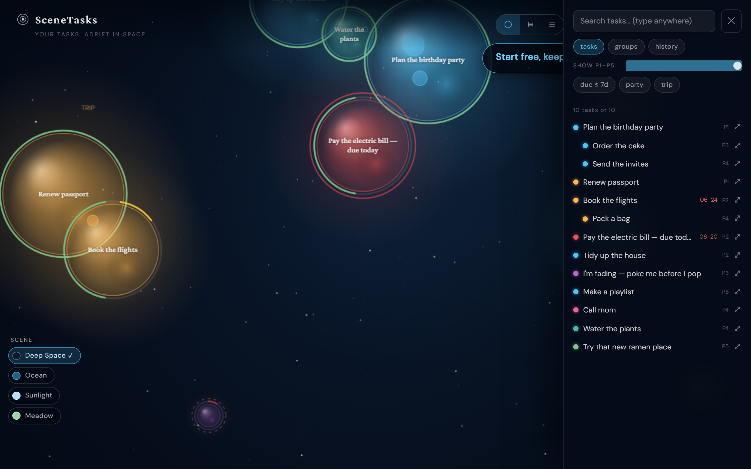 The menu / sidebar
